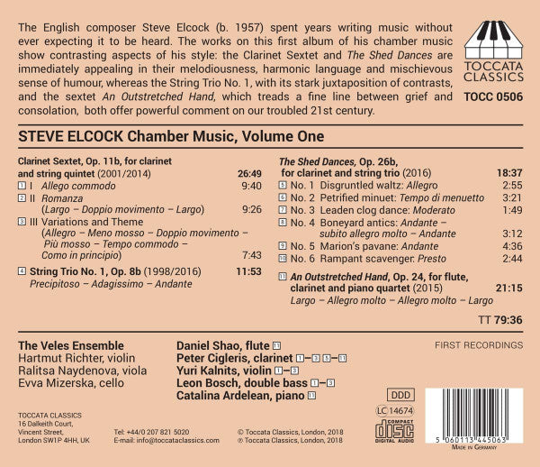 Steve Elcock - The Veles Ensemble, Daniel Shao, Peter Cigleris, Catalina Ardelean, Yuri Kalnits, Leon Bosch : Chamber Music, Volume One (CD, Album)