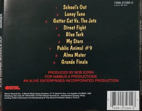 Alice Cooper : School's Out (CD, Album, RE, RP)