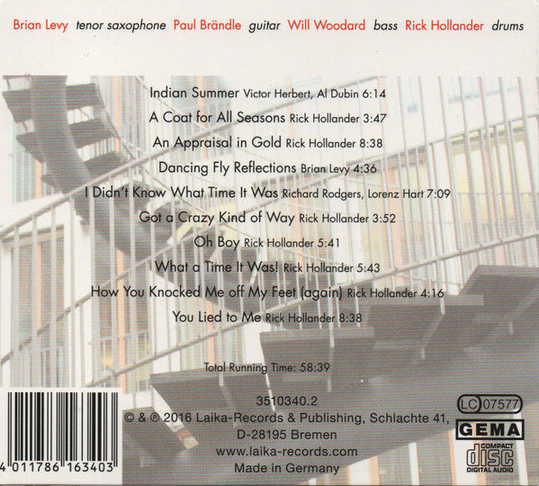 The Rick Hollander Quartet featuring Brian Levy (5) : On the Up and Up (CD, Album, Dig)