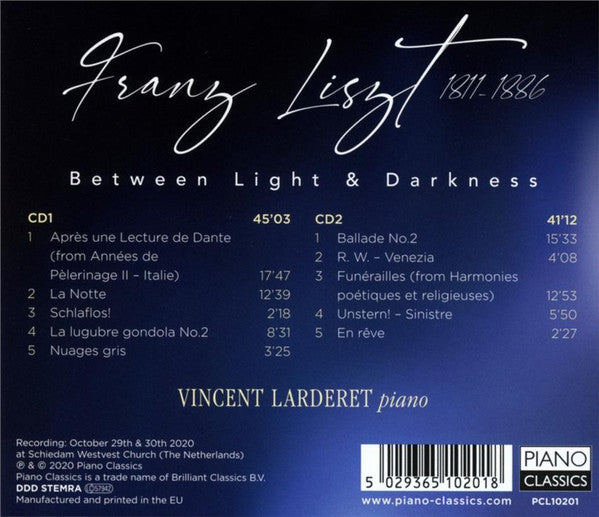 Franz Liszt, Vincent Larderet : Liszt: Between Light & Darkness (2xCD, Album)