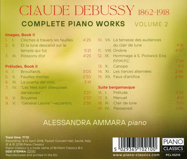 Claude Debussy, Alessandra Ammara : Complete Piano Works, Volume 2 (CD, Album)