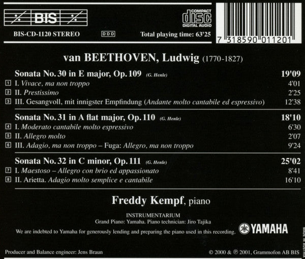 Ludwig van Beethoven, Freddy Kempf : Piano Sonatas Op. 109, Op. 110 & Op. 111 (CD)