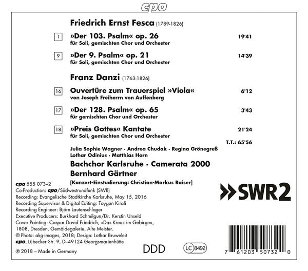 Friedrich Ernst Fesca, Franz Danzi - Julia Sophie Wagner · Andrea Chudak · Regina Grönegreß · Lothar Odinius · Matthias Horn · Bachchor Karlsruhe · Camerata 2000 · Bernhard Gärtner : Psalms (CD, Album)