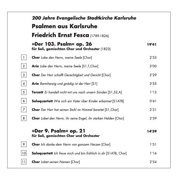 Friedrich Ernst Fesca, Franz Danzi - Julia Sophie Wagner · Andrea Chudak · Regina Grönegreß · Lothar Odinius · Matthias Horn · Bachchor Karlsruhe · Camerata 2000 · Bernhard Gärtner : Psalms (CD, Album)