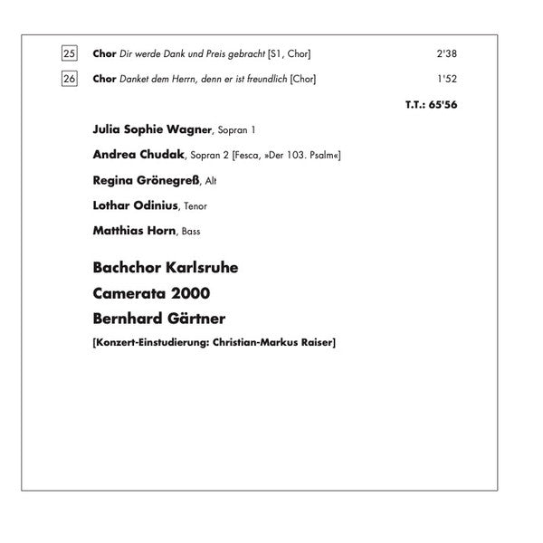 Friedrich Ernst Fesca, Franz Danzi - Julia Sophie Wagner · Andrea Chudak · Regina Grönegreß · Lothar Odinius · Matthias Horn · Bachchor Karlsruhe · Camerata 2000 · Bernhard Gärtner : Psalms (CD, Album)