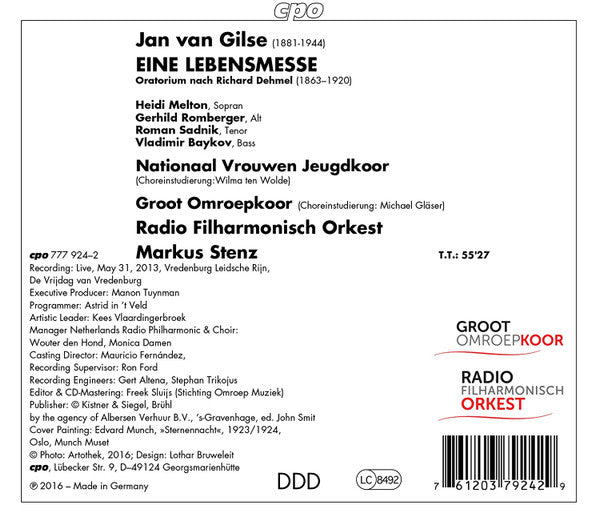 Jan Van Gilse - Heidi Melton · Gerhild Romberger · Roman Sadnik · Vladimir Baykov · Nationaal Jeugdkoor · Groot Omroepkoor · Radio Filharmonisch Orkest · Markus Stenz : Eine Lebensmesse (CD, Album)