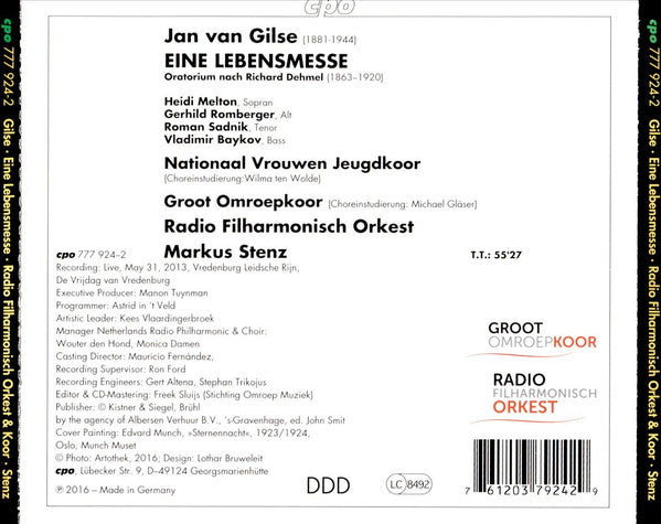 Jan Van Gilse - Heidi Melton · Gerhild Romberger · Roman Sadnik · Vladimir Baykov · Nationaal Jeugdkoor · Groot Omroepkoor · Radio Filharmonisch Orkest · Markus Stenz : Eine Lebensmesse (CD, Album)