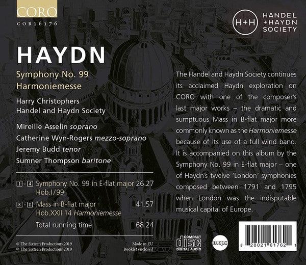Joseph Haydn, Harry Christophers, The Handel & Haydn Society Of Boston : London Symphony No.99 : Harmoniemesse (CD, Album)