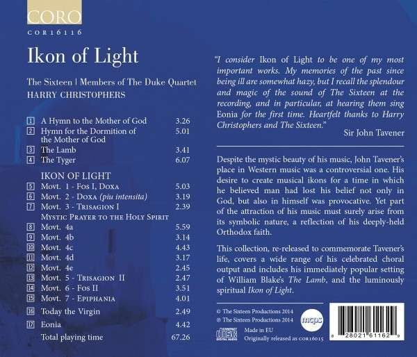 John Tavener, The Sixteen, Harry Christophers : Ikon Of Light (CD, Album, RE, S/Edition)