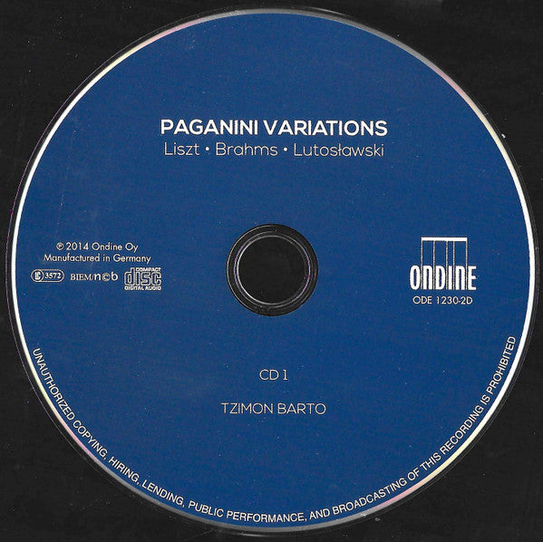Tzimon Barto - Franz Liszt / Johannes Brahms / Witold Lutoslawski / Sergei Rachmaninoff - Orchester Des Schleswig-Holstein Musik Festivals, Christoph Eschenbach : Paganini Variations / Paganini Rhapsody (2xCD, Album)