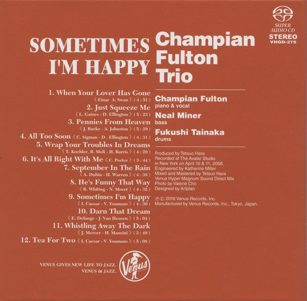 Champian Fulton, Champian Fulton Trio : Sometimes I'm Happy (SACD, Album, RE)