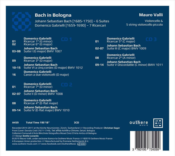 Johann Sebastian Bach, Domenico Gabrielli - Mauro Valli : Bach In Bologna (3xCD, Album)