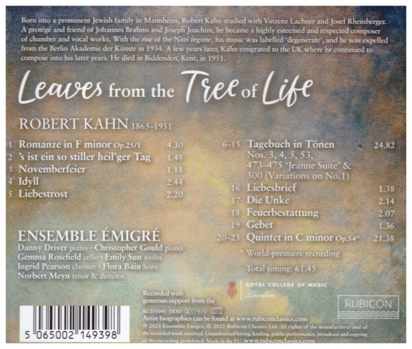 Robert Kahn (2), Ensemble Émigré : Leaves From The Tree Of Life (CD, Album)