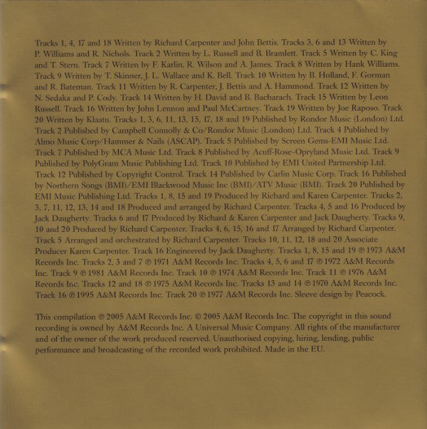 Carpenters : Carpenters Gold: Greatest Hits (CD, Comp, RE, S/Edition)