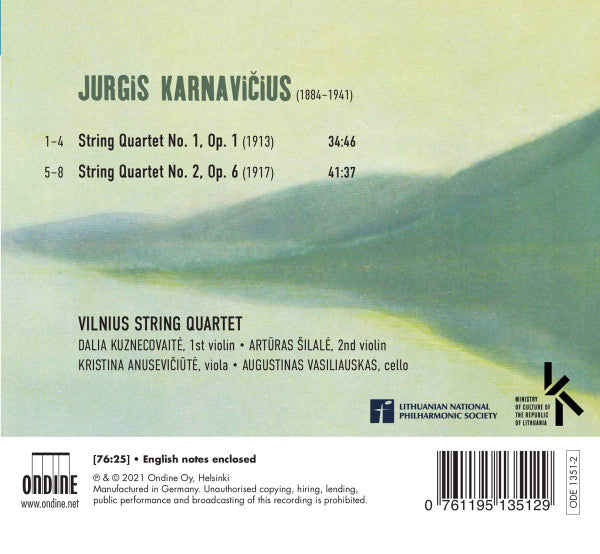 Jurgis Karnavičius, Vilnius Quartet : String Quartets Nos. 1 & 2 (CD, Album)