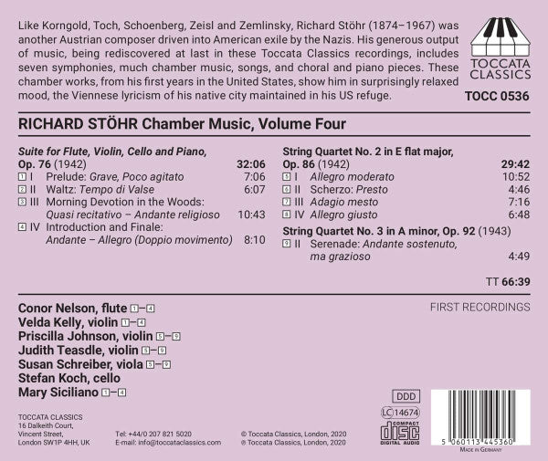 Richard Stöhr - Conor Nelson, Velda Kelly, Priscilla Johnson (2), Judith Teasdle, Susan Schreiber, Stefan Koch (5), Mary Siciliano : Chamber Music, Volume Four (CD, Album)