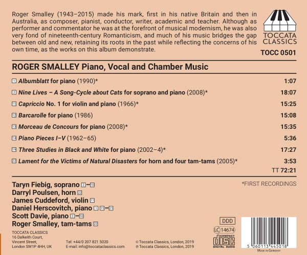 Roger Smalley - Taryn Fiebig, Darryl Poulsen (2), James Cuddeford, Scott Davie, Daniel Herscovitch, Roger Smalley : Piano, Vocal And Chamber Music (CD, Album)