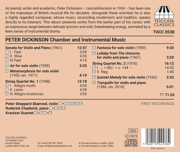 Peter Dickinson - Peter Sheppard, Roderick Chadwick, The Kreutzer Quartet :  Chamber And Instrumental Music  (CD, Album)