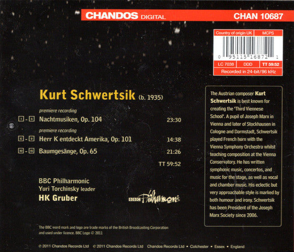 Kurt Schwertsik, BBC Philharmonic, HK Gruber : Baumgesänge ● Nachtmusiken ● Herr K entdeckt Amerika (CD, Album)