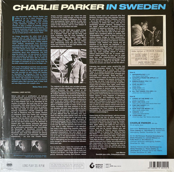 Charlie Parker : In Sweden (LP, Album, RE, 180)