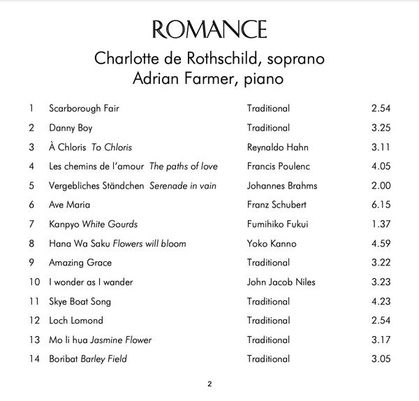 Charlotte De Rothschild, Adrian Farmer : Romance (CD, Album)