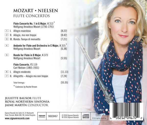 Wolfgang Amadeus Mozart, Carl Nielsen, Juliette Bausor, Northern Sinfonia, Jaime Martín : Flute Concertos (CD)