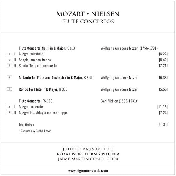 Wolfgang Amadeus Mozart, Carl Nielsen, Juliette Bausor, Northern Sinfonia, Jaime Martín : Flute Concertos (CD)