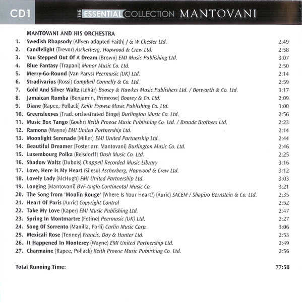 Mantovani And His Orchestra : The Essential Collection (2xCD, Comp)