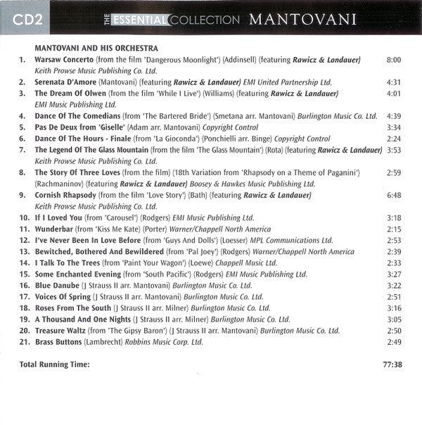 Mantovani And His Orchestra : The Essential Collection (2xCD, Comp)