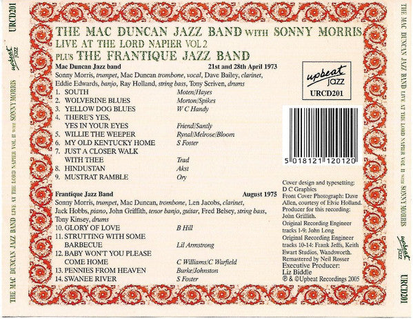 The Mac Duncan Jazz Band Also Featuring The Frantique Jazz Band : Live At The Lord Napier Vol. 2 (CD, Comp)