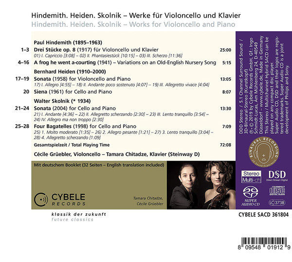 Paul Hindemith, Bernhard Heiden, Walter Skolnik, Cécile Grüebler, Tamara Chitadze : Werke Für Violoncello Und Klavier (SACD, Hybrid, Multichannel, Album)
