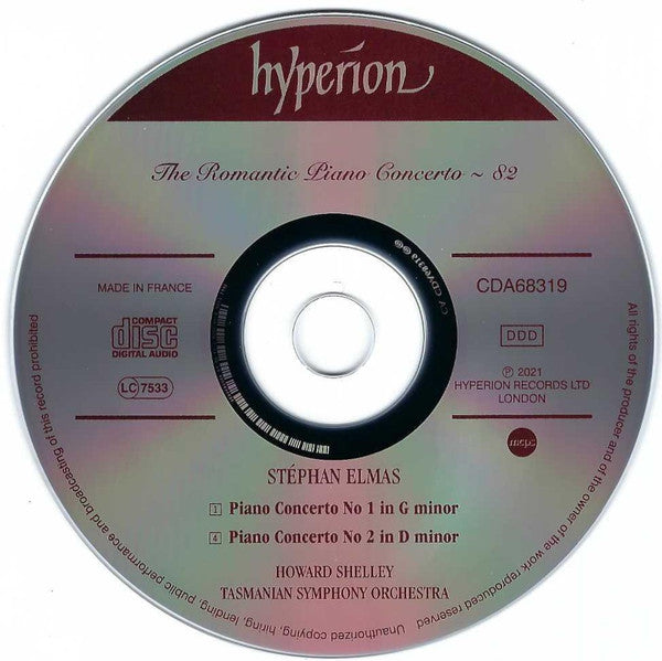 Stéphan Elmas – Howard Shelley, Tasmanian Symphony Orchestra : Piano Concerto No. 1 In G Minor • Piano Concerto No. 2 In D Minor (CD, Album)