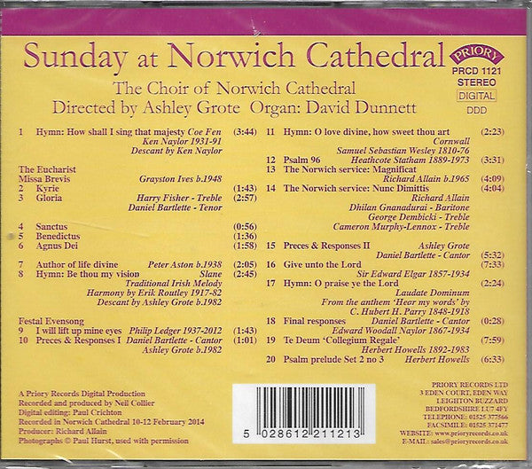 Norwich Cathedral Choir, Ashley Grote, David Dunnett : Sunday At Norwich Cathedral (CD)