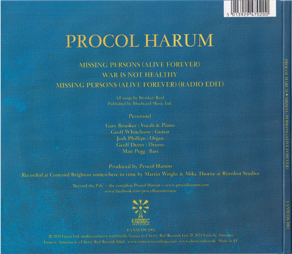 Procol Harum : Missing Persons (Alive Forever) (CD, Single)