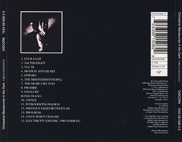 Orchestral Manoeuvres In The Dark : Organisation (CD, Album, RE, RM, EMI)
