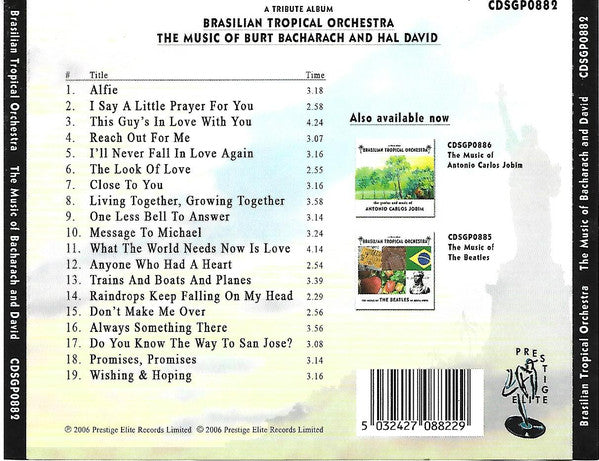 Brazilian Tropical Orchestra : The Music Of Burt Bacharach And Hal David (CD)