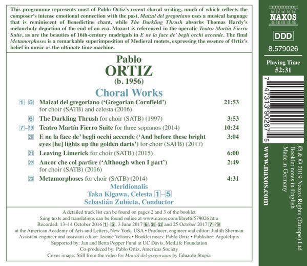 Pablo Ortiz (7), Meridionalis, Sebastián Zubieta : Choral Works (CD, Album)