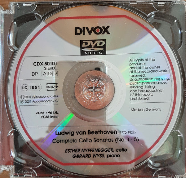 Ludwig van Beethoven, Esther Nyffenegger, Gérard Wyss : The Cello Sonatas (DVD-A)