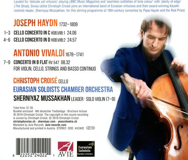 Joseph Haydn, Antonio Vivaldi, Christoph Croisé, Eurasian Soloists Chamber Orchestra, Sherniyaz Mussakhan : Cello Concertos (CD, Album)