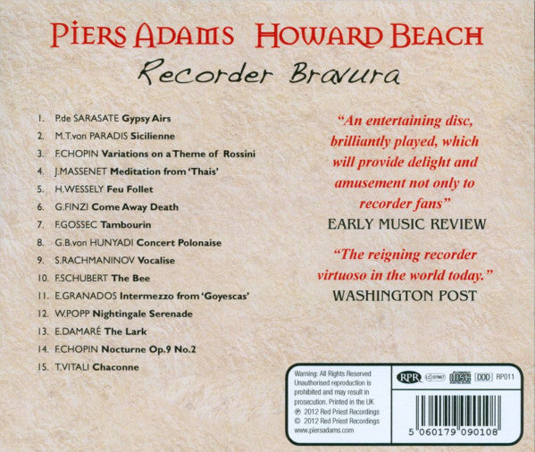 Piers Adams, Howard Beach : Recorder Bravura (CD, Album)