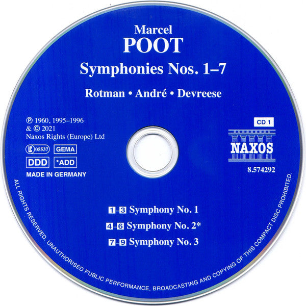 Marcel Poot, Philharmonie Van Antwerpen, Léonce Gras, BRTN Philharmonic Orchestra Brussels, Hans Rotman, The Moscow Symphony Orchestra, Frederik Devreese, Orchestre Symphonique De La Radiodiffusion Nationale Belge, Bruxelles, Franz André : Symphonies Nos. 1–7 (2xCD, Comp, Mono)