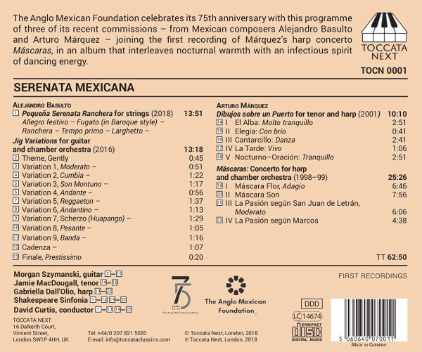 Alejandro Basulto, Arturo Márquez, Morgan Szymanski, Gabriella Dall'Olio, Jamie MacDougall, Shakespeare Sinfonia, David Curtis (3) : Serenata Mexicana (CD, Album)