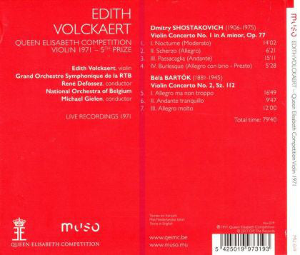 Edith Volckaert : Queen Elisabeth Competition, Violin 1971 (CD, Album)