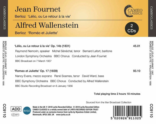 Hector Berlioz, Jean Fournet, Alfred Wallenstein : Lélio, Ou Le Retour à la Vie / Roméo Et Juliette (2xCD, Comp)