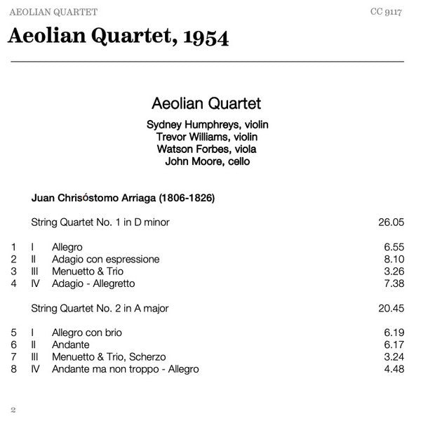 Aeolian String Quartet, Juan Crisóstomo de Arriaga : The Three String Quartets (CD, Album, RE)