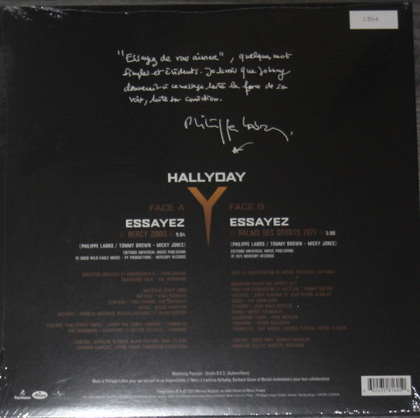Johnny Hallyday : Essayez (Bercy 2003) (10", Single, Ltd, Num)