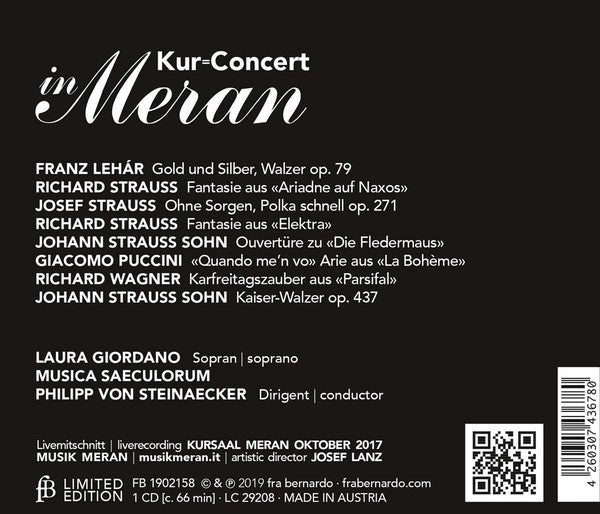 Musica Saeculorum, Richard Strauss, Giacomo Puccini, Richard Wagner, Franz Lehár : Kur=Concert In Meran (CD, Album)