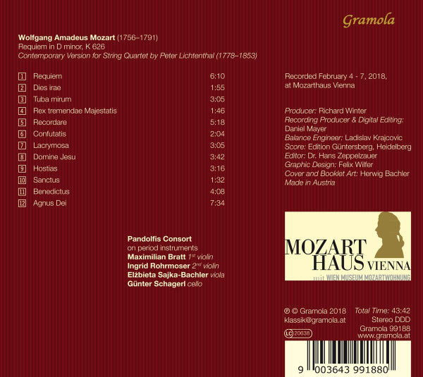 Wolfgang Amadeus Mozart, Peter Lichtenthal, Pandolfis Consort : Requiem (CD, Album)