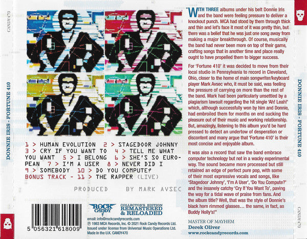 Donnie Iris : Fortune 410 (CD, Album, RE, RM)
