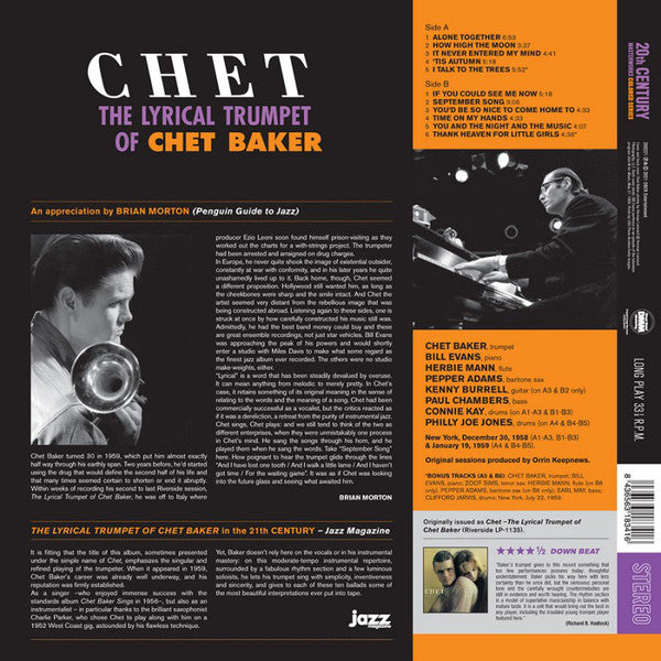 Chet Baker : The Lyrical Trumpet Of Chet Baker (LP, Album, Ltd, RE, Ora)